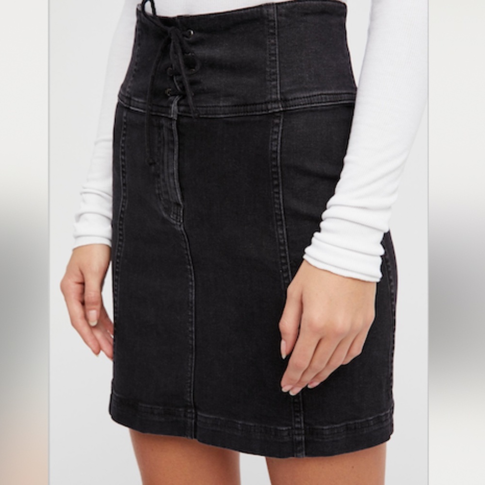 Free People Black Modern Femme Corset Mini Skirt
